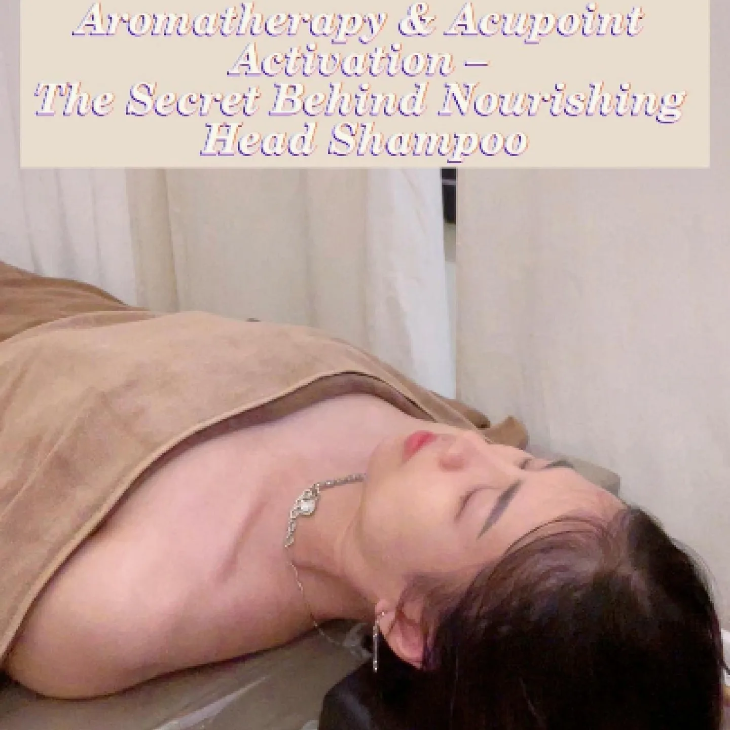 Soft-focus aromatherapy scene at the head-spa basin